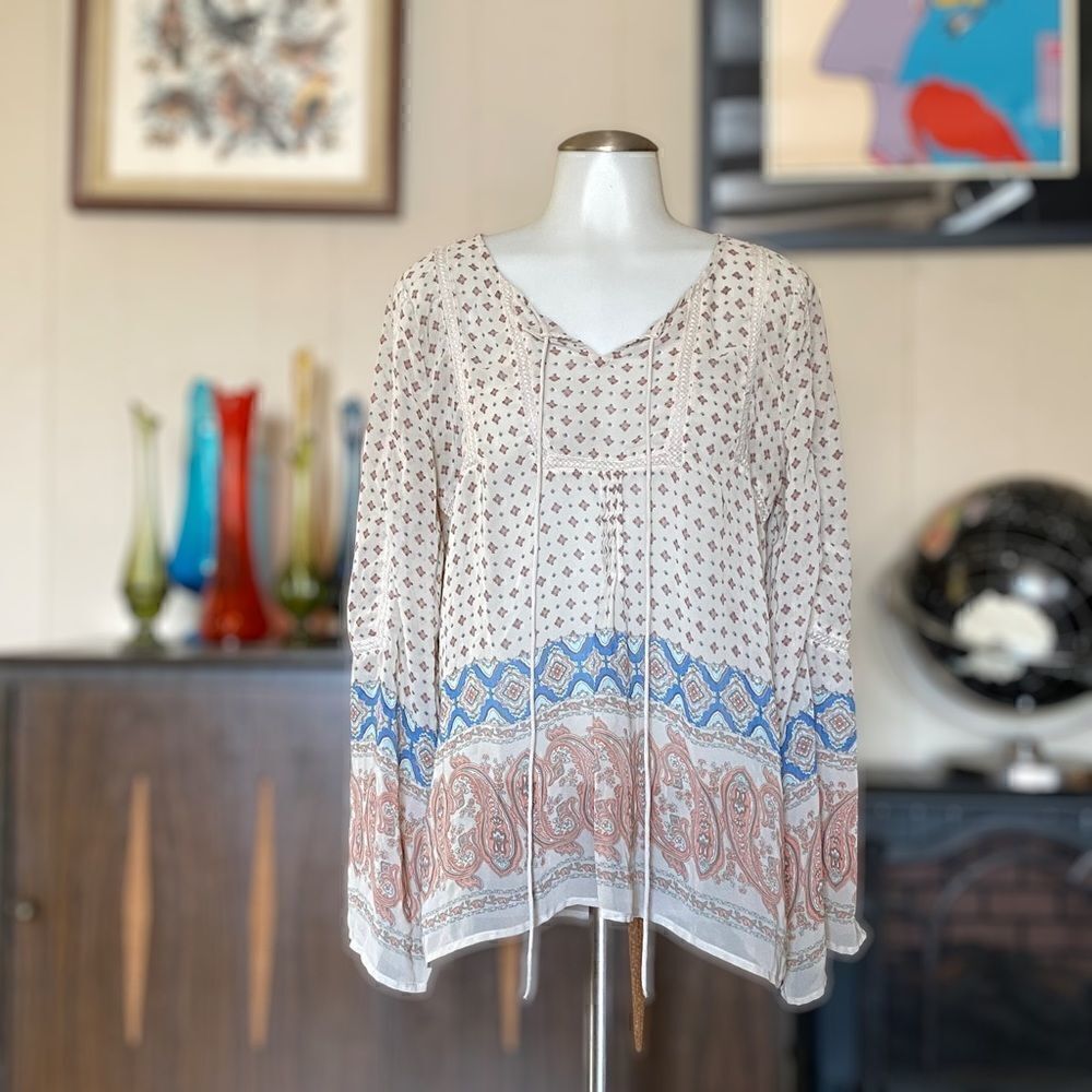 𝅺ALTAR’D State semi sheer boho top size L